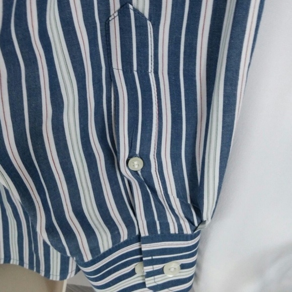 IZOD Dress Shirt Stripes Easy Care Button Collar - Picture 4 of 6
